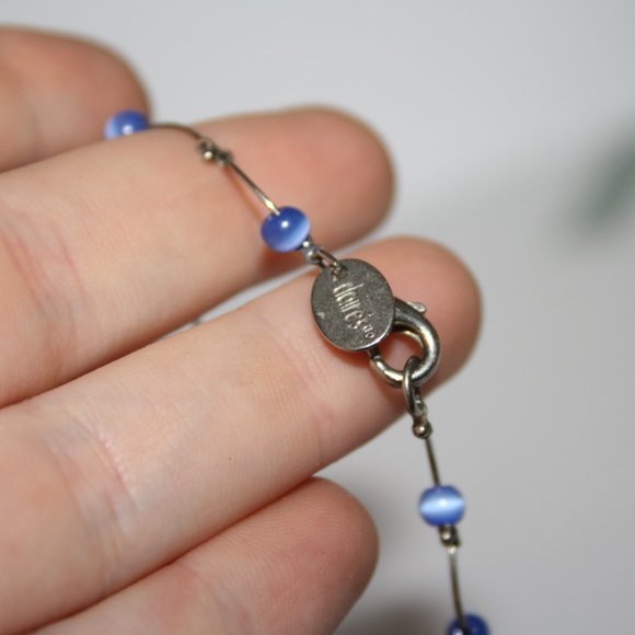 🔵 Beautiful Silver + Blue Cat’s Eye Bracelet · 7" - Picture 2 of 4